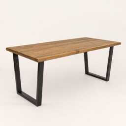 Reclaimed Wood Dining Table With V-Shape Steel Legs, Industrial Rustic - thumbnail 3