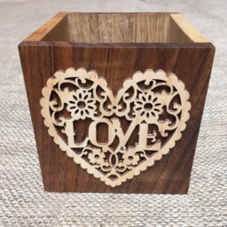 Handmade Welsh Hardwood Desk Tidy With Love Motif - thumbnail 1