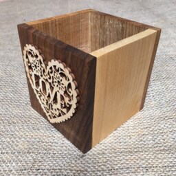Handmade Welsh Hardwood Desk Tidy With Love Motif - thumbnail 3