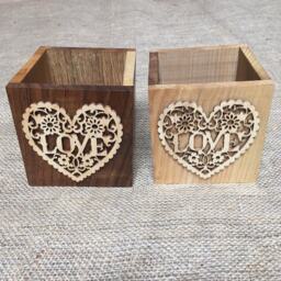 Handmade Welsh Hardwood Desk Tidy With Love Motif - thumbnail 2