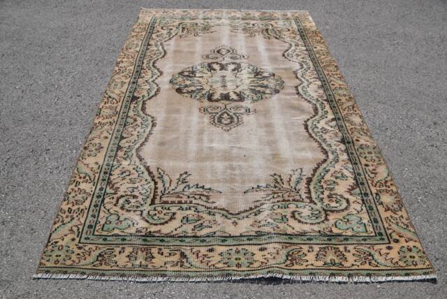 Antique Rug, Beige Rugs, Rugs For Dining Room, Turkish Vintage 5.3x8.8 Ft Large Office Living Room - image 1