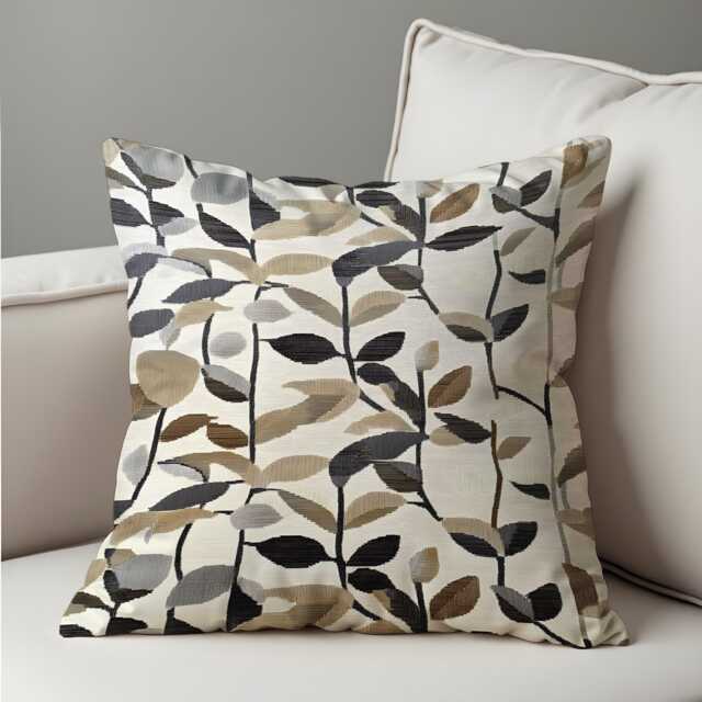Neutral Leaf Cushion Cover, Earth Tone Botanical Pillowcase, Nature Inspired Modern Decor, 18x18 - image 1