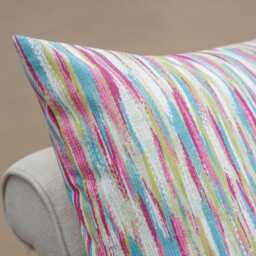 Abstract Multicoloured Paint Splash Xl Rectangular Cushion. 100% Cotton, Double Sided. Bright Rainbow Style Pinks & Blues. 23X15 - thumbnail 2