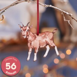 Watercolor Baby Goat Christmas Ornament - Birch Plywood Kid Decoration