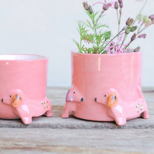 Dachshund Gifts, Pink Ceramic Planter Porcelain, Flower Pot, Dog Planter, Teckel, Dachshund, Succulent Pot Dog, Dog Sculpture - image 1