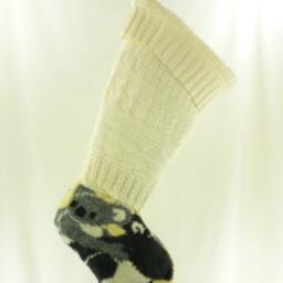 Christmas Stocking Felt Felted Wool Knit Koalas Australia Animals Bonz Ivory Almond Off White Recycled Repurposed Upcycled 763 Ooak - thumbnail 2
