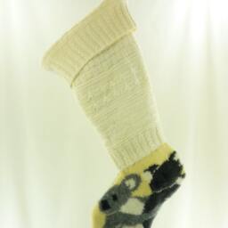 Christmas Stocking Felt Felted Wool Knit Koalas Australia Animals Bonz Ivory Almond Off White Recycled Repurposed Upcycled 763 Ooak - thumbnail 3