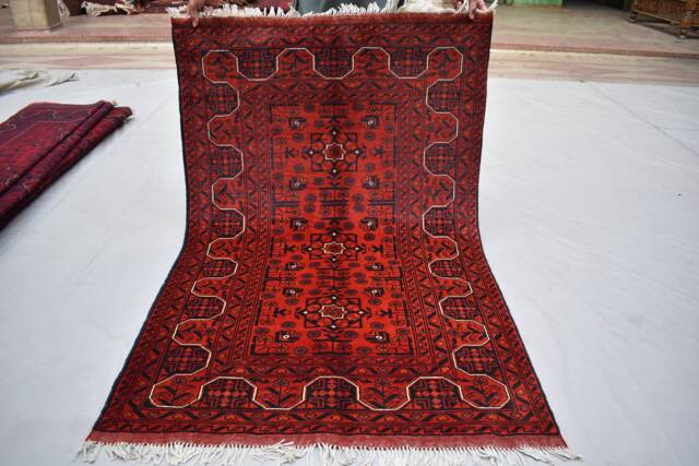 Vintage Bokhara Rug 5x3 Afghan Turkmen Wool Rug, Handmade - image 1