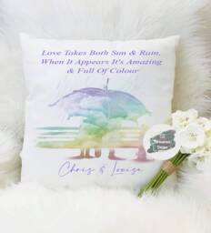 Personalised Rainbow Couple Cushion, Anniversary Gift - thumbnail 1