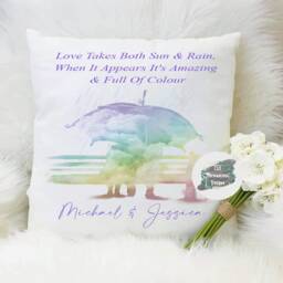 Personalised Rainbow Couple Cushion, Anniversary Gift - thumbnail 2