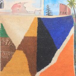Colorful Moroccan Rug, Custom Fabulous Boujad Azilal Abstract Multicolored Carpet, Handmade Bohemian Rug - thumbnail 3