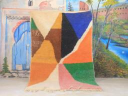 Colorful Moroccan Rug, Custom Fabulous Boujad Azilal Abstract Multicolored Carpet, Handmade Bohemian Rug - thumbnail 1