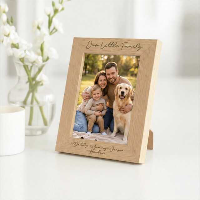 Our Family Personalised Photo Frame - Engraved Custom Names & Pet Gift - image 1