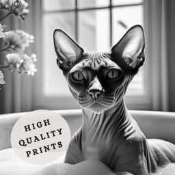 Funny Sphynx Cat Bathroom Print, Toilet Wall Art, Quirky Guest Decor, Poster, Lover Gift - thumbnail 2