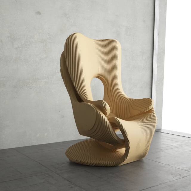 Parametric Wooden Chaise Lounge - Modern Design Accent Chair - image 1