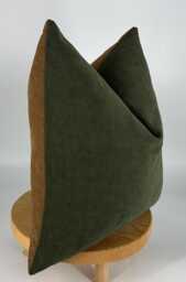 Two Tone Chenille Pillow Cover, Camel Brown & Green, Modern Decor - thumbnail 1