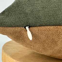 Two Tone Chenille Pillow Cover, Camel Brown & Green, Modern Decor - thumbnail 2