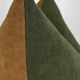 Two Tone Chenille Pillow Cover, Camel Brown & Green, Modern Decor - thumbnail 4