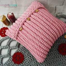 Handmade Pink Cotton Crochet Pillow Scandinavian Nursery Decor - thumbnail 2