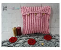 Handmade Pink Cotton Crochet Pillow Scandinavian Nursery Decor - thumbnail 3