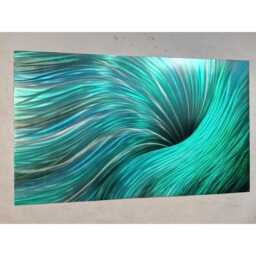"Green Teal Grey Metal Wall Art, Modern Abstract, "