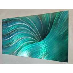 "Green Teal Grey Metal Wall Art, Modern Abstract, " - thumbnail 3
