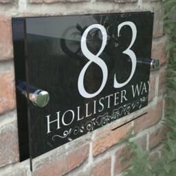 Decorative Acrylic & Aluminium Personalised Wall Plaque House Number - Deca5-28W-B-C-G - thumbnail 2