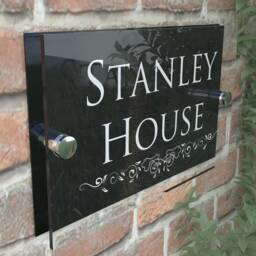 Decorative Acrylic & Aluminium Personalised Wall Plaque House Number - Deca5-28W-B-C-G - thumbnail 3