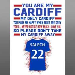 Personalised Cardiff City Style Framed Poster, A4, A3, Personalise 25/26 Shirt With Any Name & Number - thumbnail 3