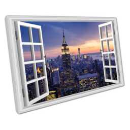 New York City Skyline Evening View Wall Art Print Ready-To-Hang Canvas Decor For Home Or Office - thumbnail 1