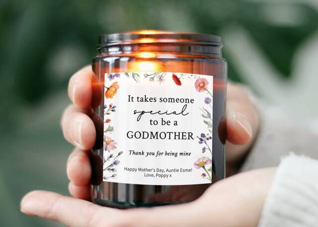 Godmother Gift For Birthday Mother's Day From God Daughter Son - New Newborn Baby Personalized Candle - image 1