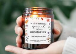 Godmother Gift For Birthday Mother's Day From God Daughter Son - New Newborn Baby Personalized Candle - thumbnail 1