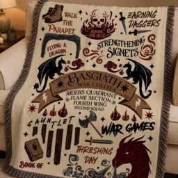 Basgiath War College Quadrant Blanket, Fourth Wing Inspired Woven Throw, Dragon Rider Gift, Fantasy Book Booktok Decor - thumbnail 2