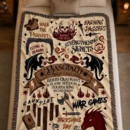 Basgiath War College Quadrant Blanket, Fourth Wing Inspired Woven Throw, Dragon Rider Gift, Fantasy Book Booktok Decor - thumbnail 3