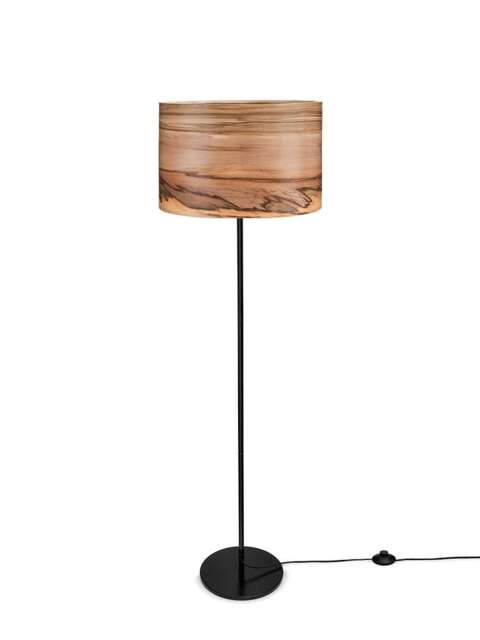 Walnut Veneer Floor Lamp - Modern Wood Shade, Handmade - image 1