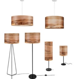 Walnut Veneer Floor Lamp - Modern Wood Shade, Handmade - thumbnail 3