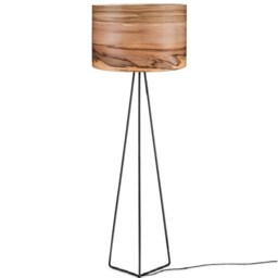 Walnut Veneer Floor Lamp - Modern Wood Shade, Handmade - thumbnail 2