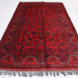3x5 Ft Afghan Red Bokhara Rug, Turkmen Oriental Geometric Khal Mohammedi Bukhara Handmade Livingroom, D??cor Office Area Rug - thumbnail 2