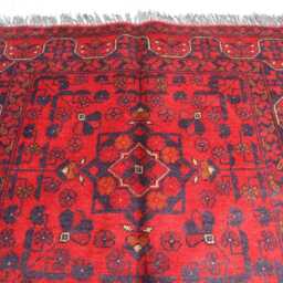3x5 Ft Afghan Red Bokhara Rug, Turkmen Oriental Geometric Khal Mohammedi Bukhara Handmade Livingroom, D??cor Office Area Rug - thumbnail 3