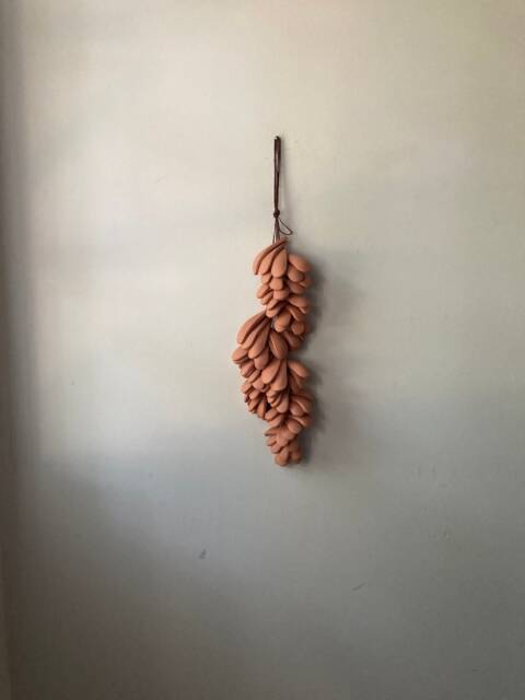 Handmade Terracotta Petal Tile Wall Hanging Wabi Sabi Ceramic Art - image 1