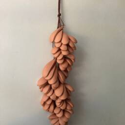 Handmade Terracotta Petal Tile Wall Hanging Wabi Sabi Ceramic Art - thumbnail 2