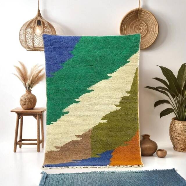 Handwoven Moroccan Berber Wool Rug Boho Shag Area Rug - image 1