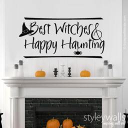 Halloween Wall Decal, Happy Haunting Best Witches & Spider Decal For Home Decor - thumbnail 1
