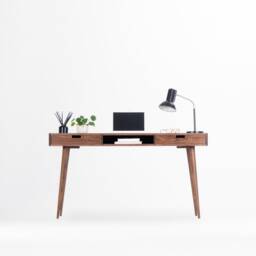 Heim - Desk For Office, Mid-Century Computer Desk With Two Drawers & A Recess - thumbnail 2