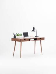 Heim - Desk For Office, Mid-Century Computer Desk With Two Drawers & A Recess