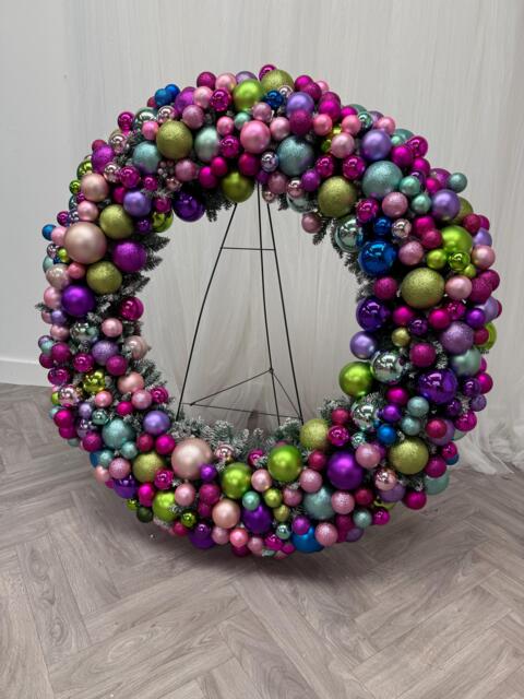 xl Multicoloured Bauble Christmas Wreath - 100cm Wide