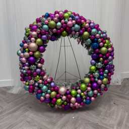 xl Multicoloured Bauble Christmas Wreath - 100cm Wide - thumbnail 2
