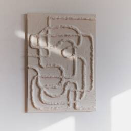Textured Painting For Wabi Sabi Interior. Japandi Wall Sculpture. White Plaster 3D Art. Boho Art - thumbnail 1