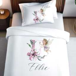 Fairy Pillow Case Matching Duvet Set Floral Initial Kids Cushion Cover - thumbnail 3