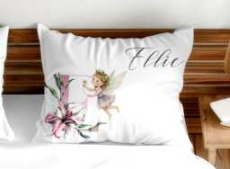 Fairy Pillow Case Matching Duvet Set Floral Initial Kids Cushion Cover - thumbnail 1